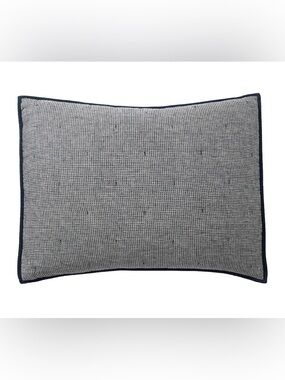 NWT Pottery Barn European Flax Linen Waffle Quilted Standard Sham in Midnight